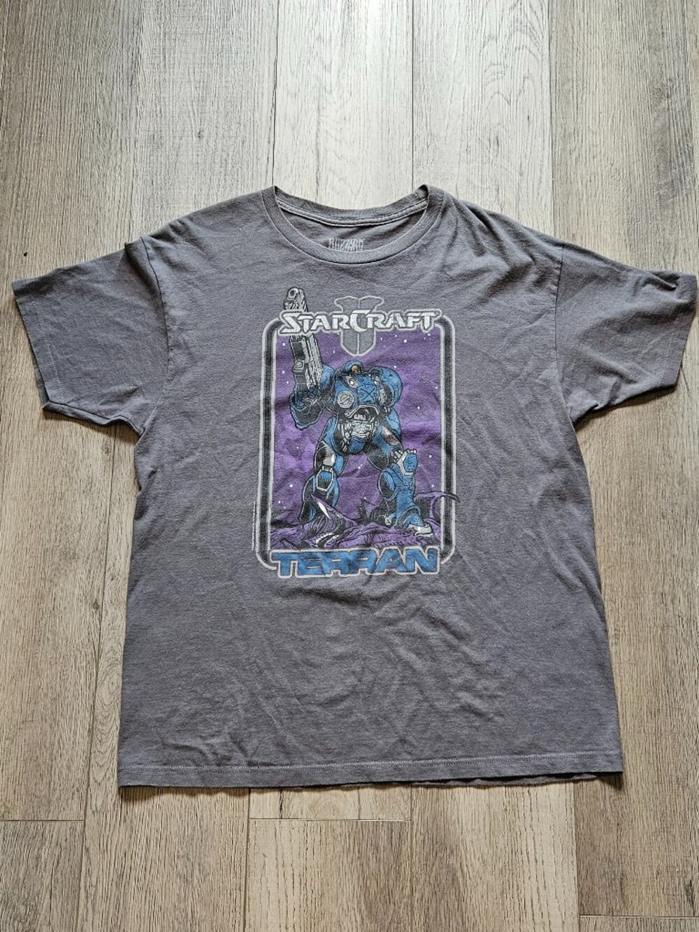 JINX StarCraft Terran Marine Graphic Shirt Mens XL Faded Grey Video Game Tee XL